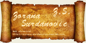 Zorana Surdanović vizit kartica